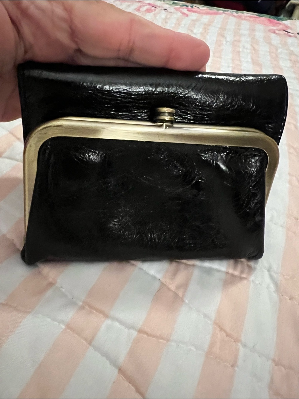HOBO Tri fold wallet black leather